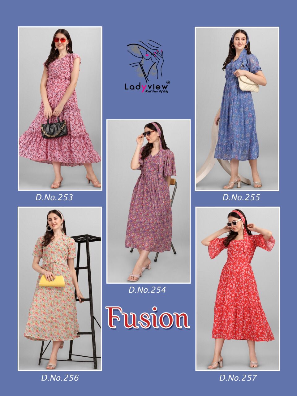 Ladyview Fusion Fancy Printed Party Wear Georgette Latest Kurti Collection
